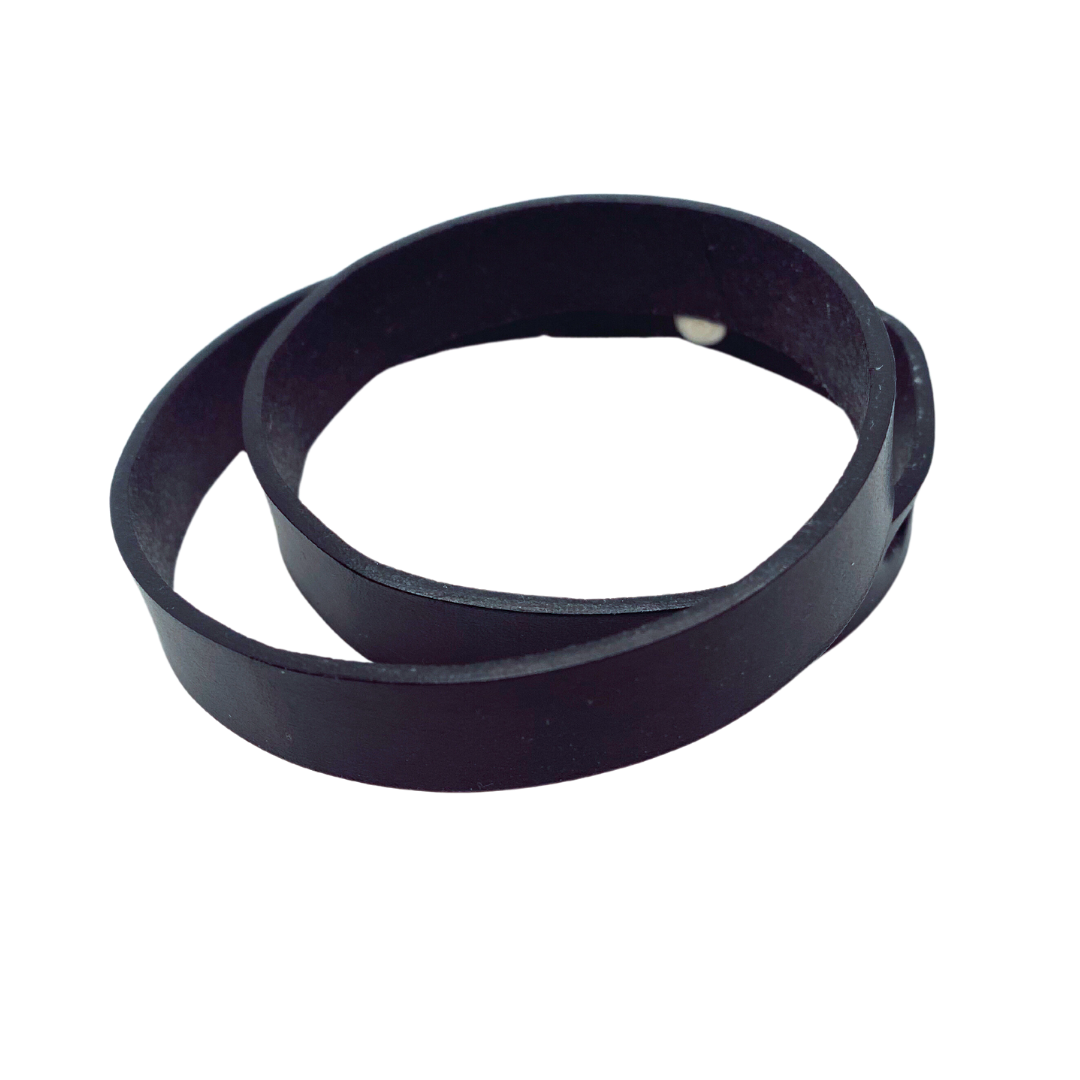 Double Wrap Black Leather Bracelet