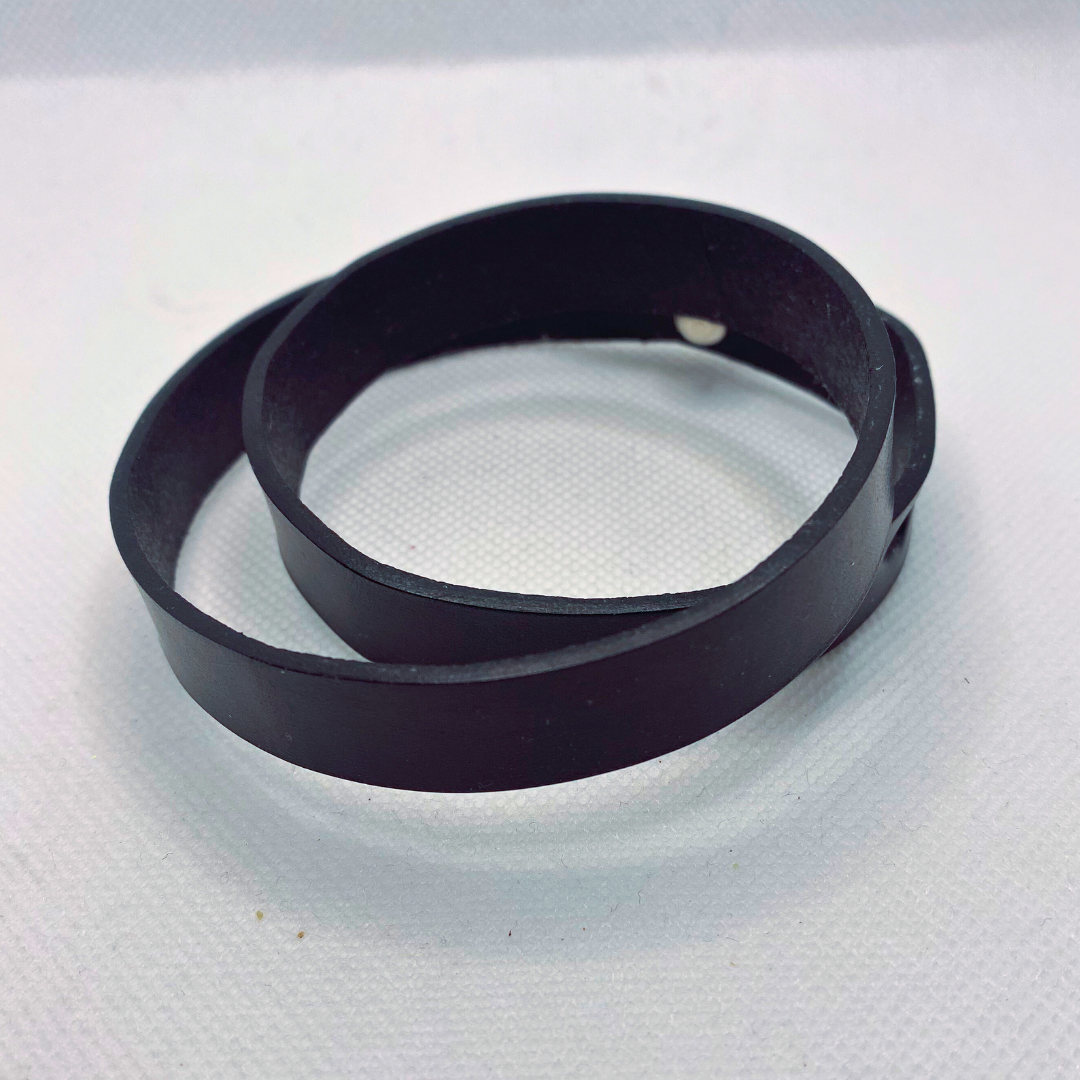 Double Wrap Black Leather Bracelet