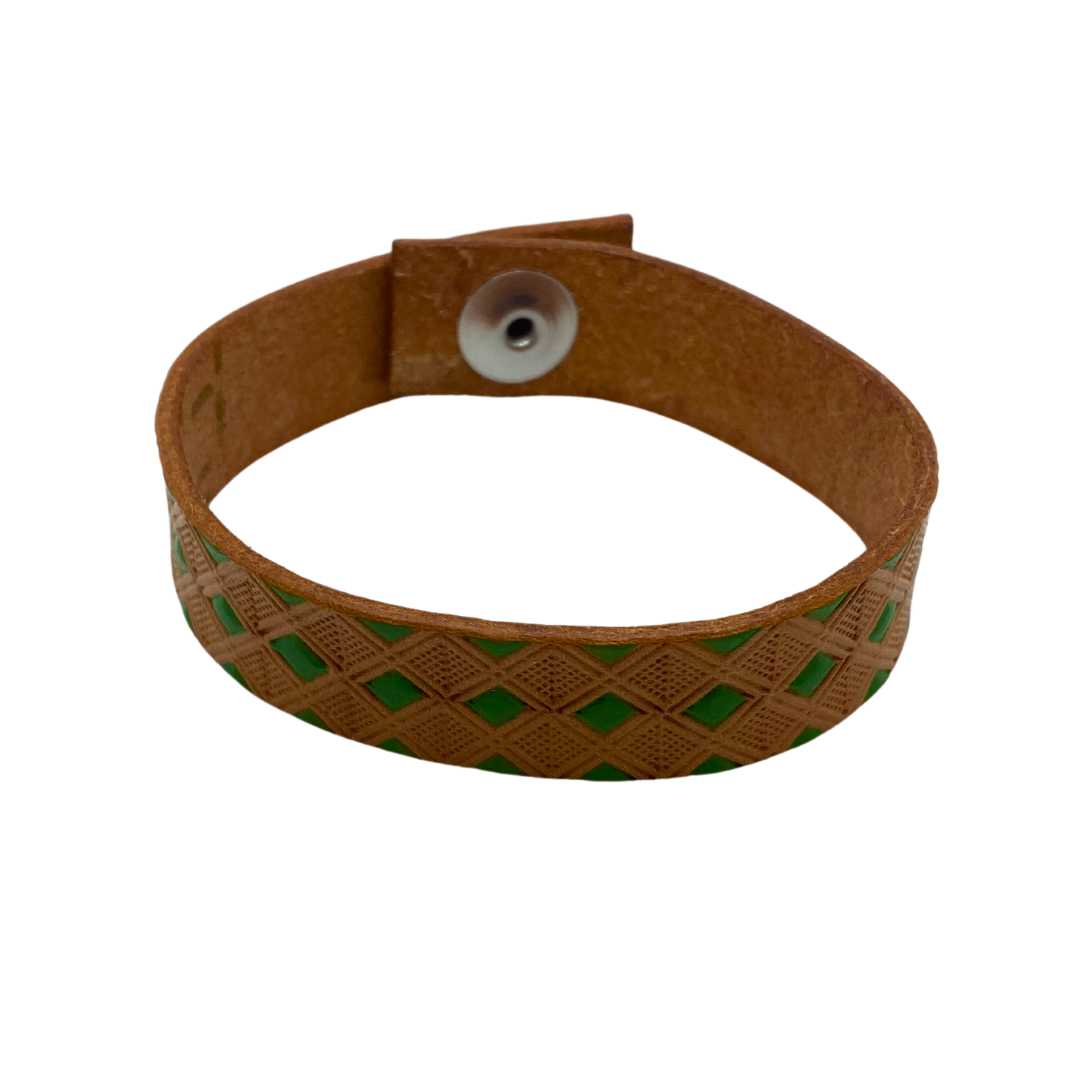 Green Diamonds Leather Bracelet