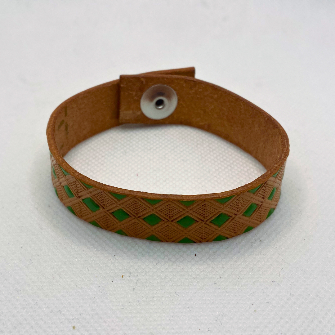 Green Diamonds Leather Bracelet