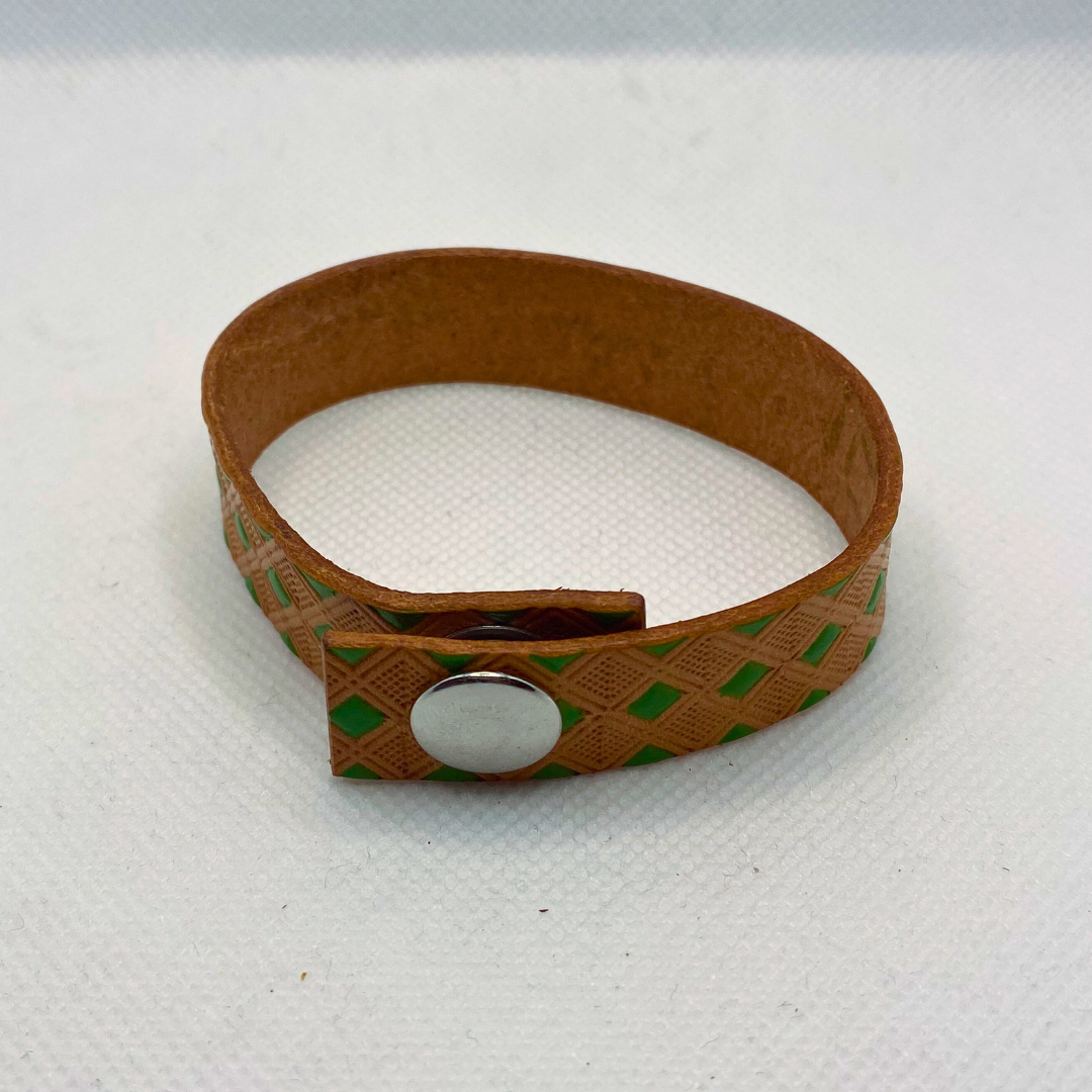 Green Diamonds Leather Bracelet