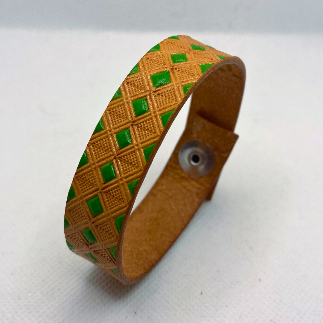 Green Diamonds Leather Bracelet