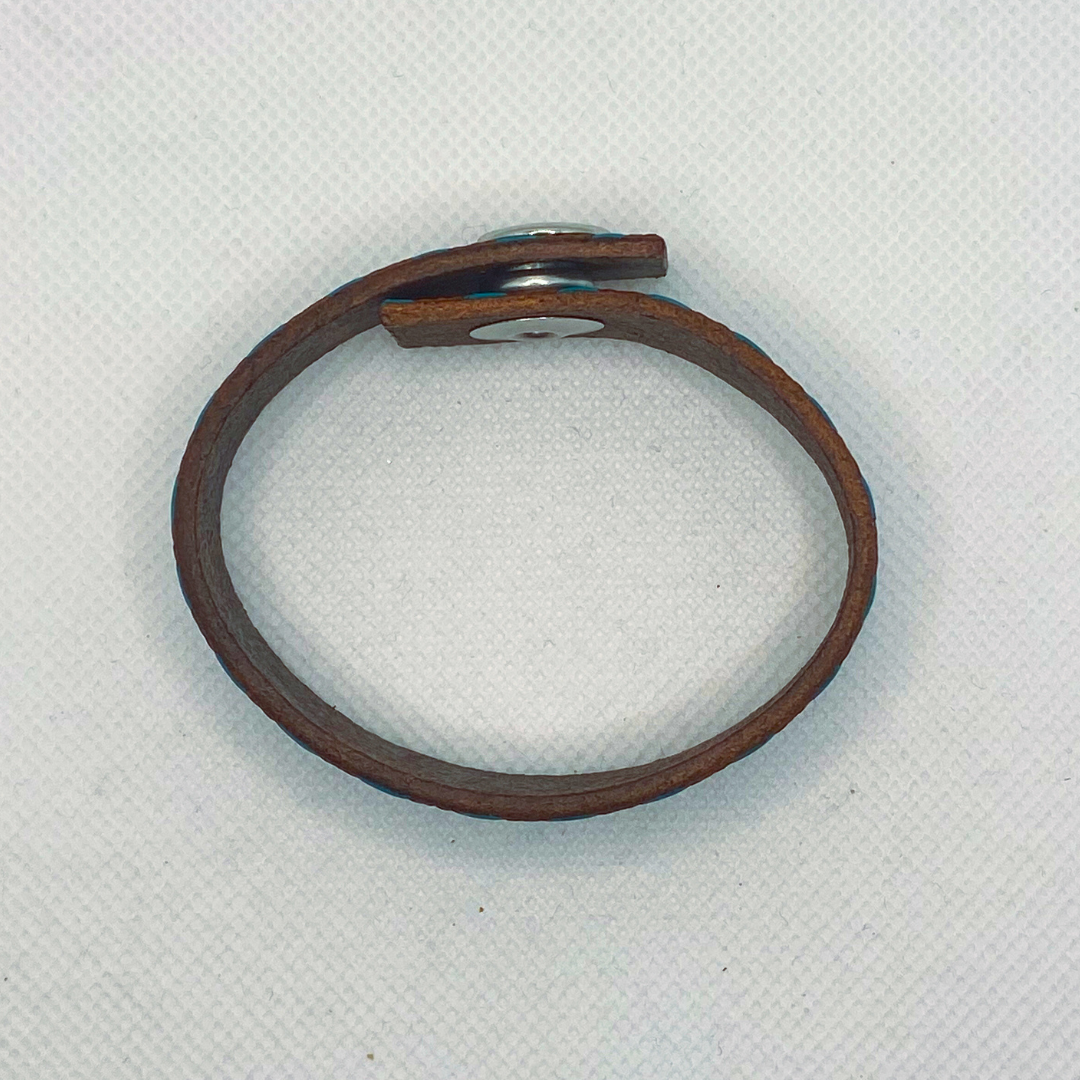 Dark Teal Diamonds Leather Bracelet