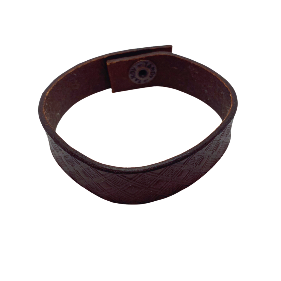 Diamond Texture Dark Leather Bracelet