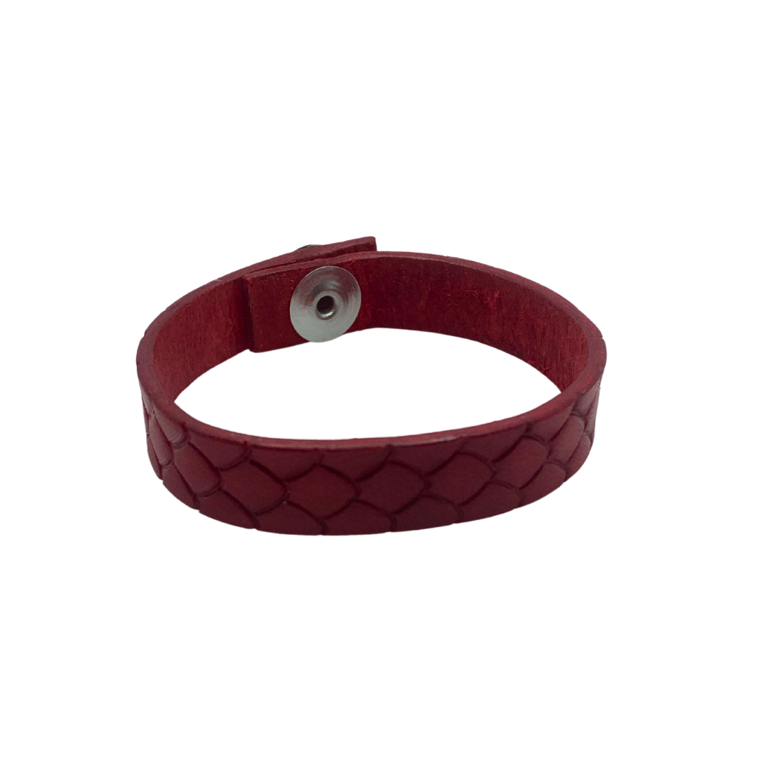 Red Snakeskin Texture Leather Bracelet