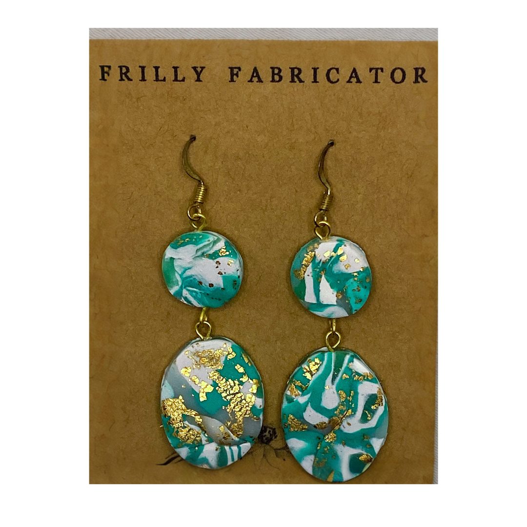Teal Marble Polymer Clay Earrings