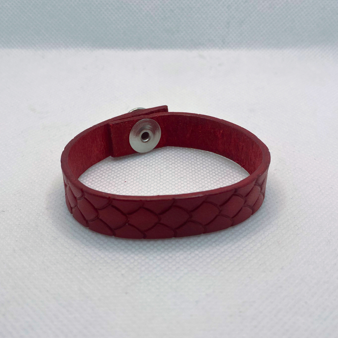 Red Snakeskin Texture Leather Bracelet