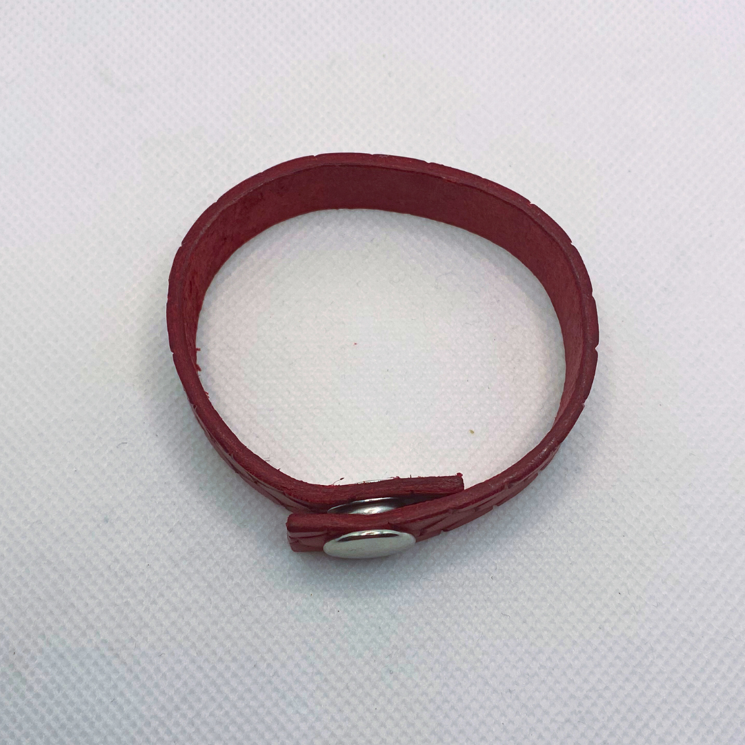 Red Snakeskin Texture Leather Bracelet