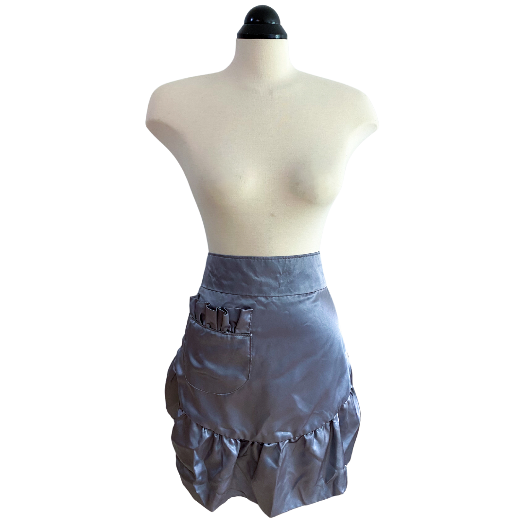 Silver Satin Half Apron