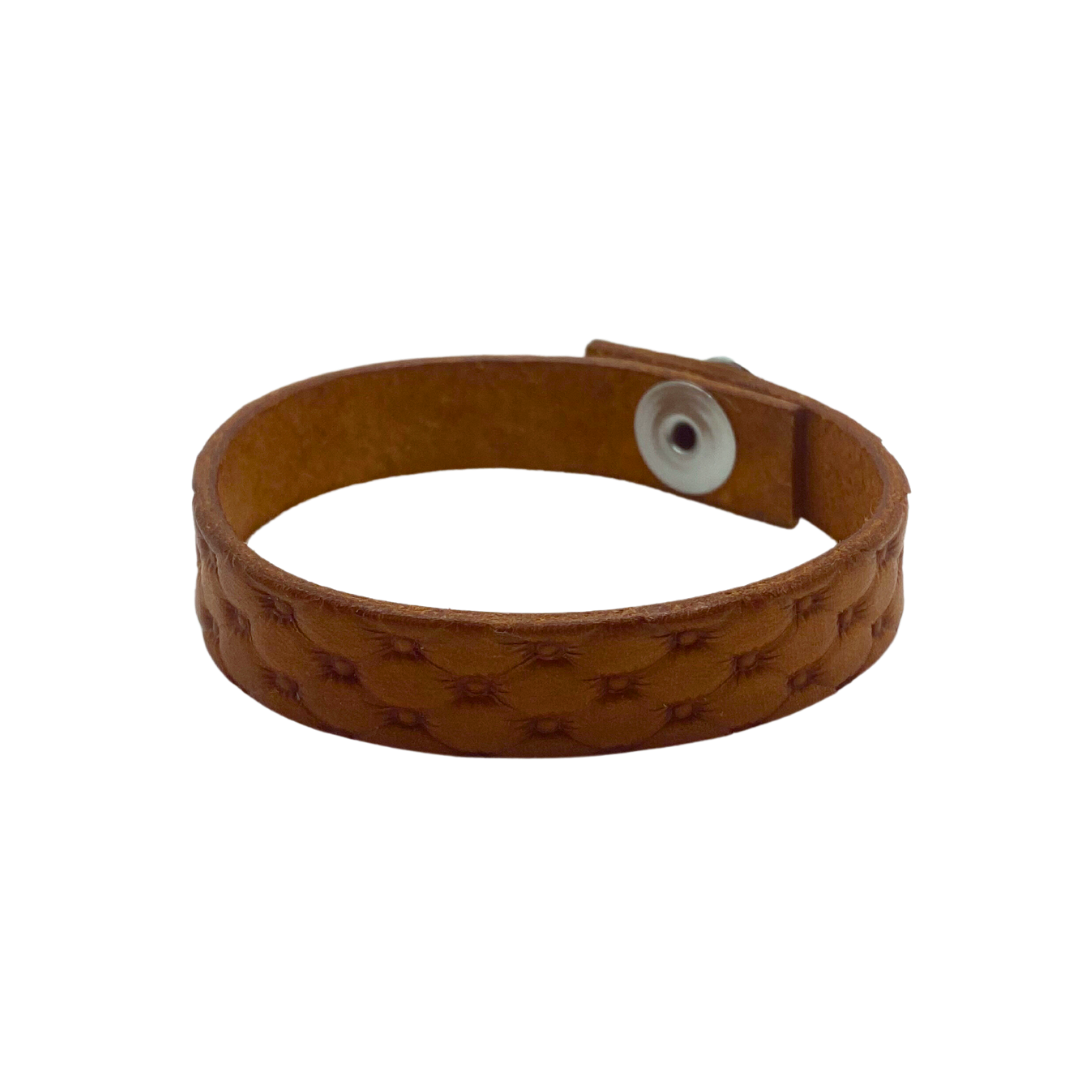 Light Brown Tuck and Roll Textured Leather Bracelet