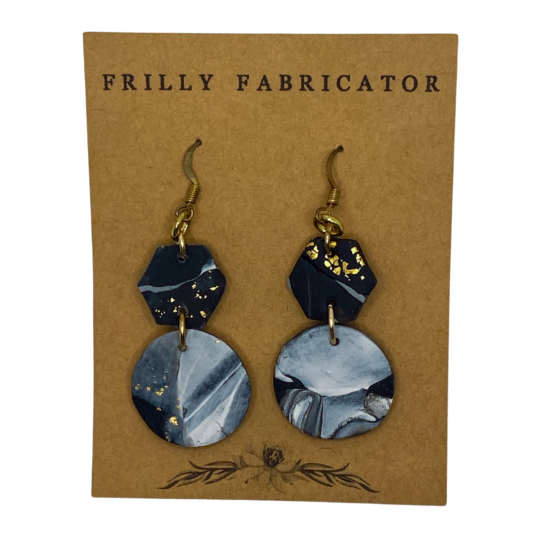 Black and White Marble Polymer Clay Earrings
