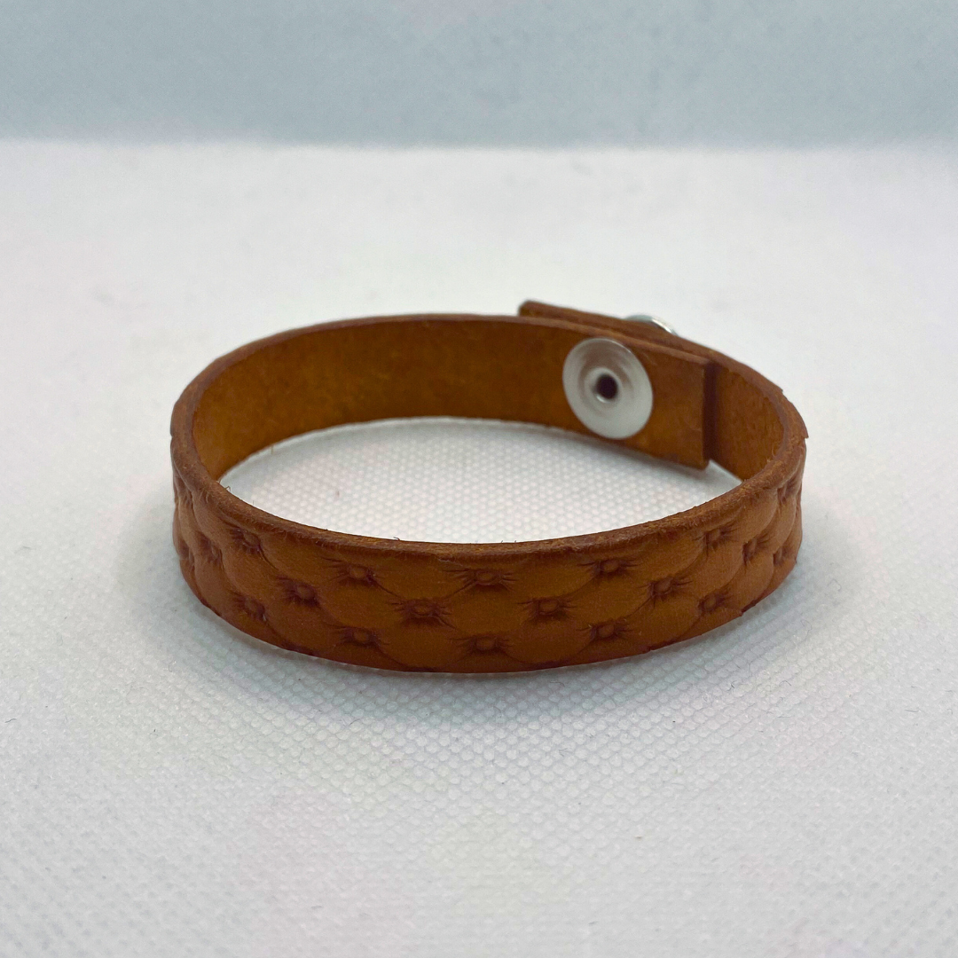 Light Brown Tuck and Roll Textured Leather Bracelet