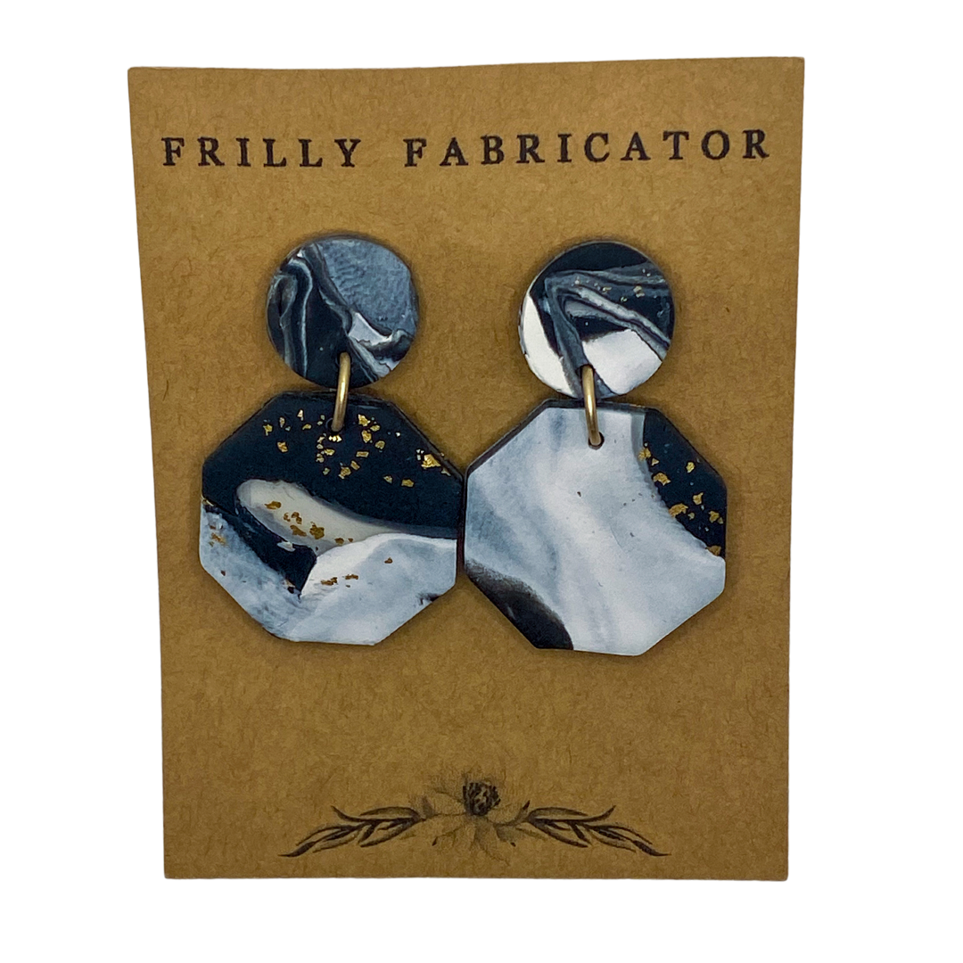 Black and White Marble Polymer Clay Earrings