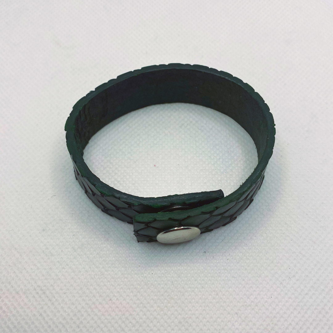 Green Snakeskin Texture Leather Bracelet