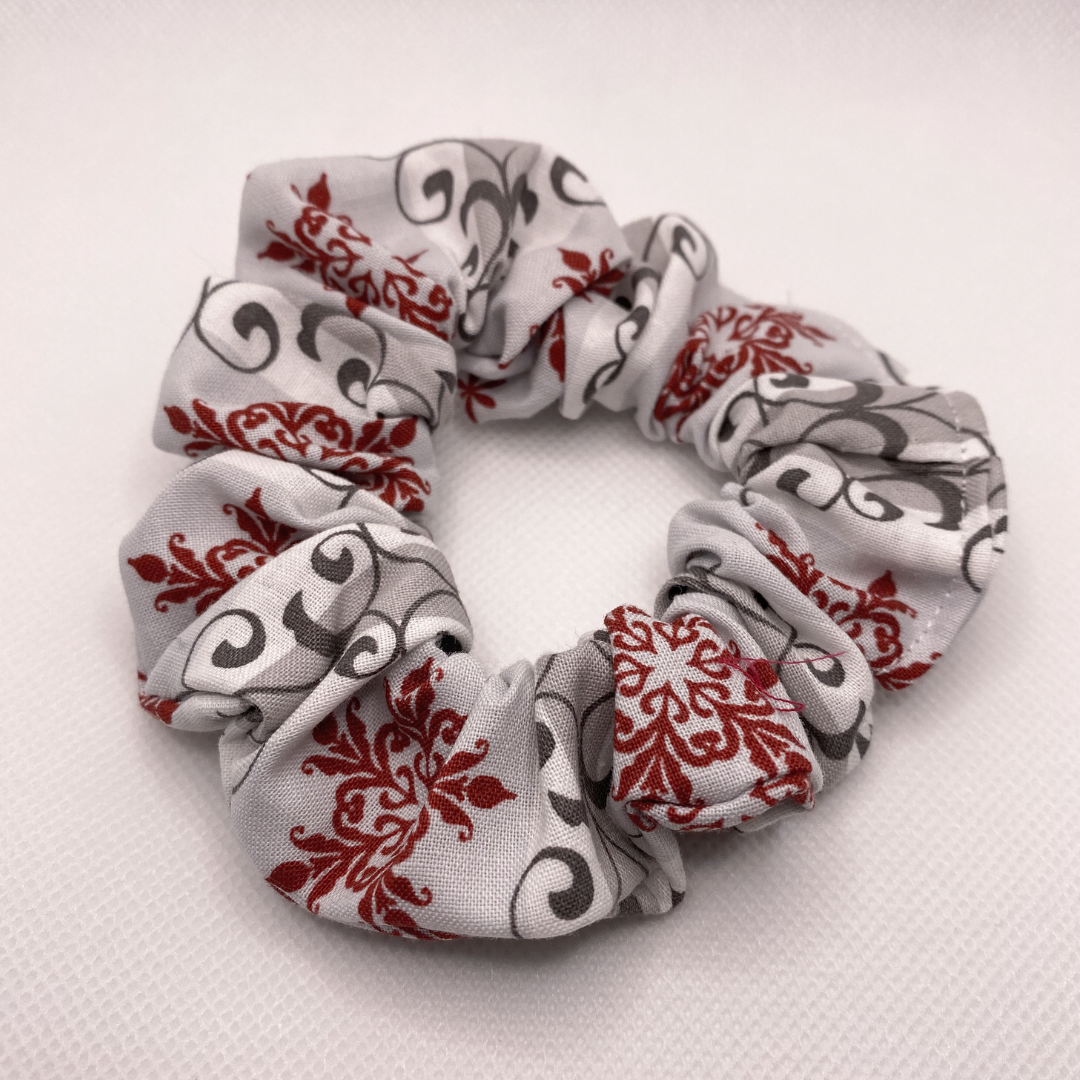 Maroon Mandalas on Grey Stripes