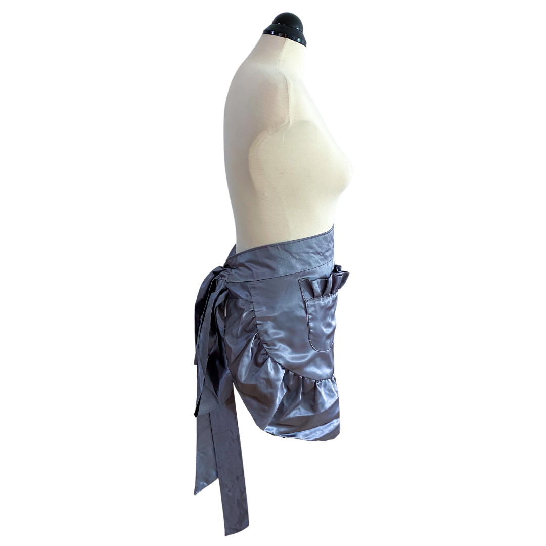 Silver Satin Half Apron