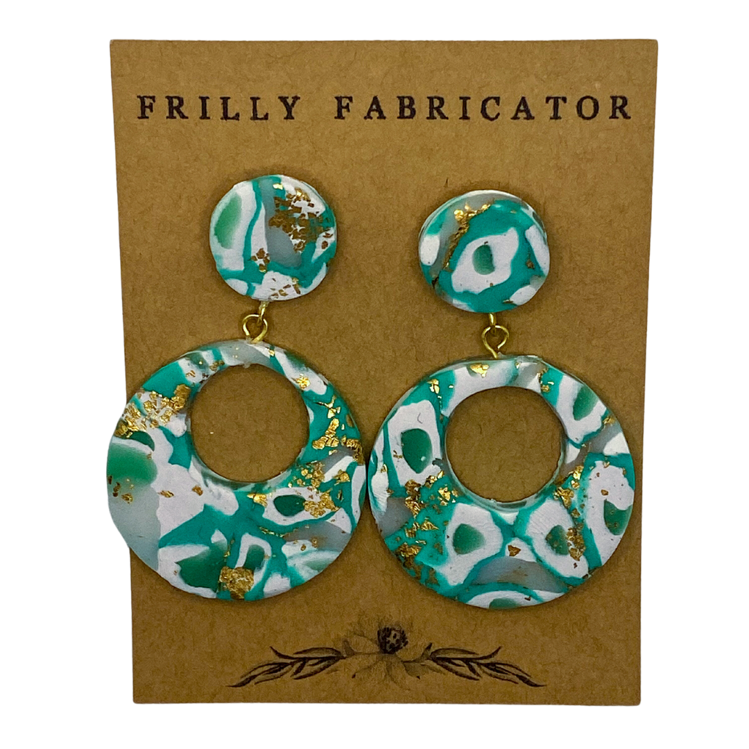 Teal Marble Polymer Clay Earrings