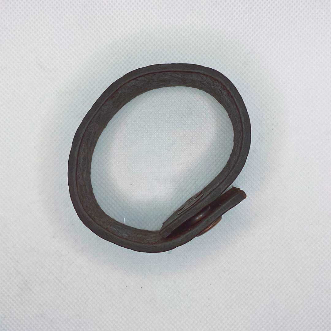 Dark Brown Basketweave Leather Cuff