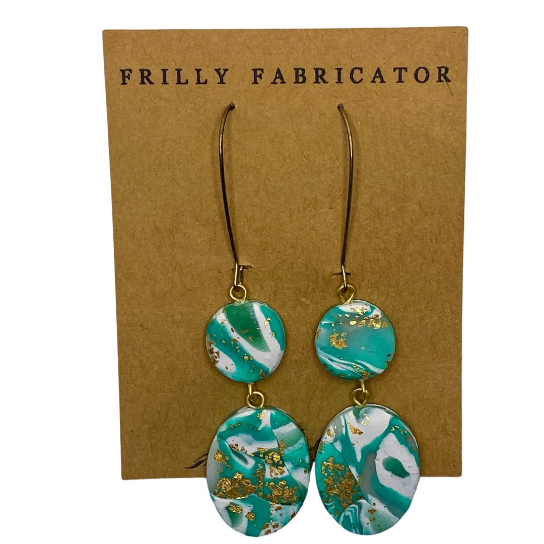 Teal Marble Polymer Clay Earrings