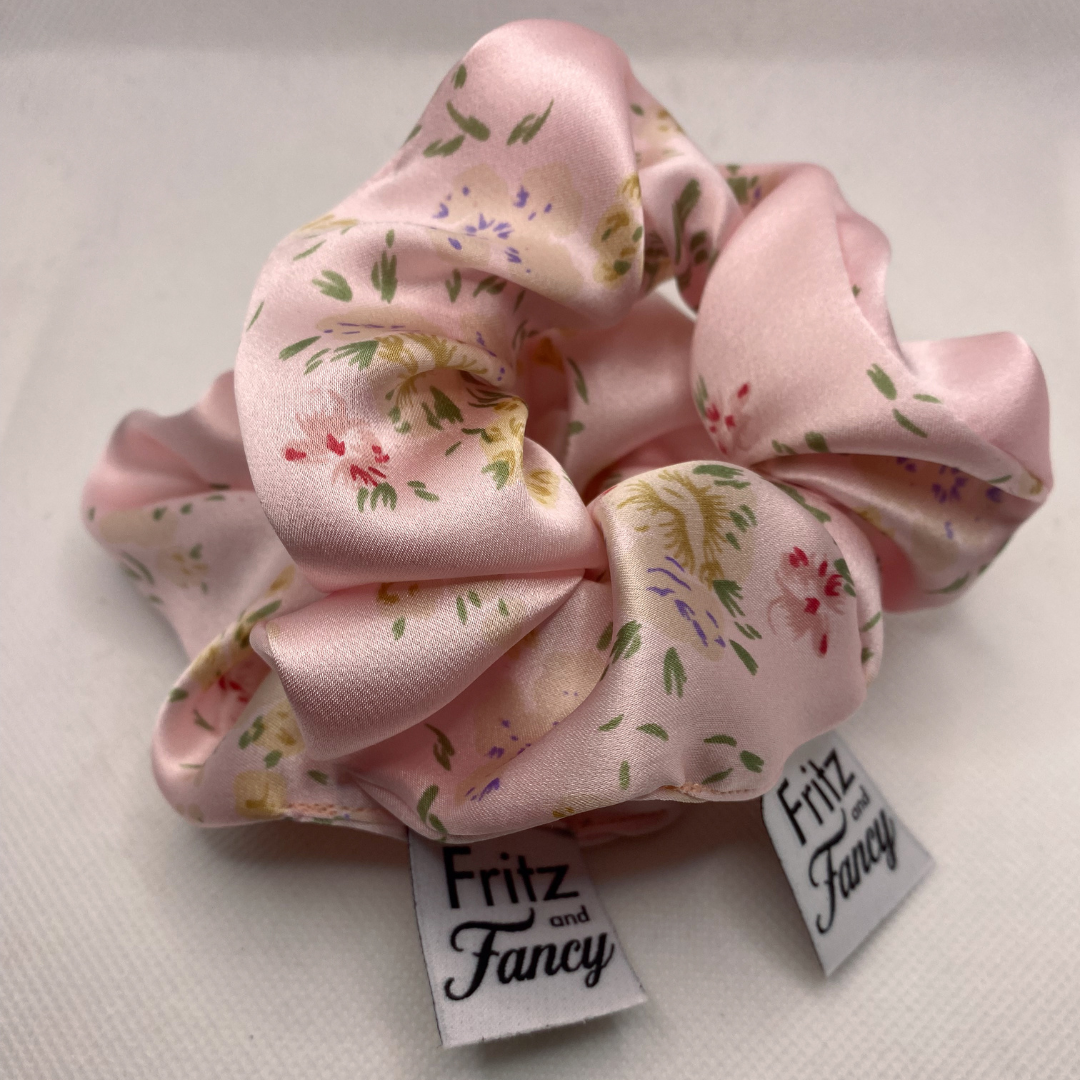 Silk Charmuse Floral Scrunchie