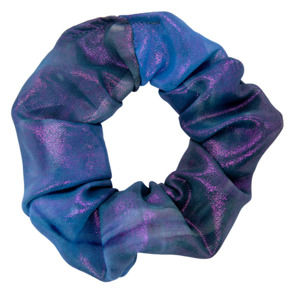 iridescent scrunchie purple shiny