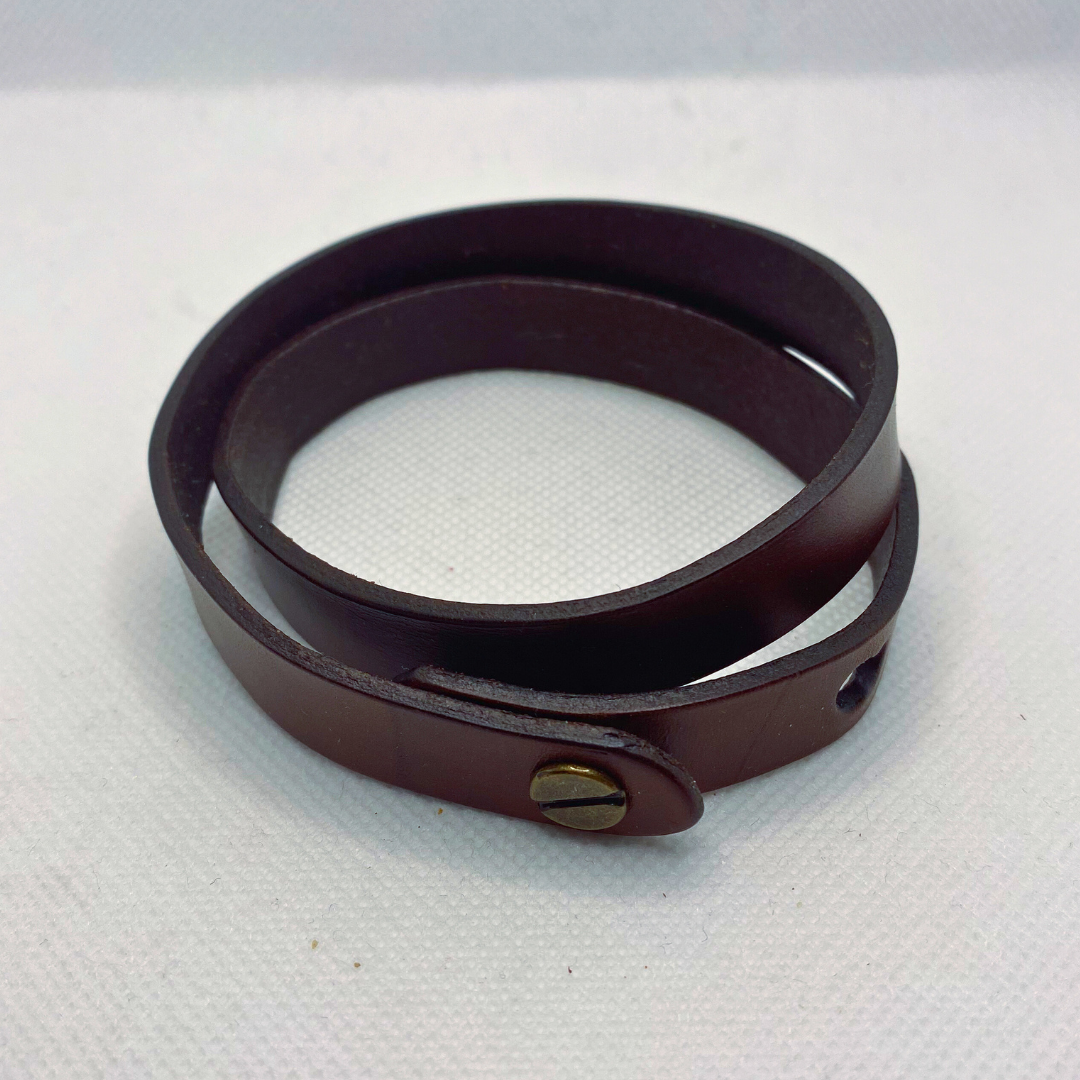 Double Wrap Brown Leather Bracelet
