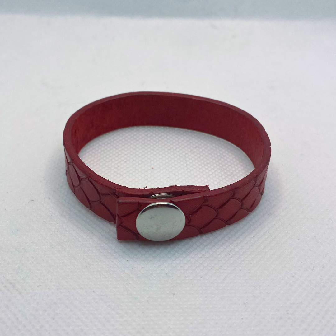 Red Snakeskin Texture Leather Bracelet