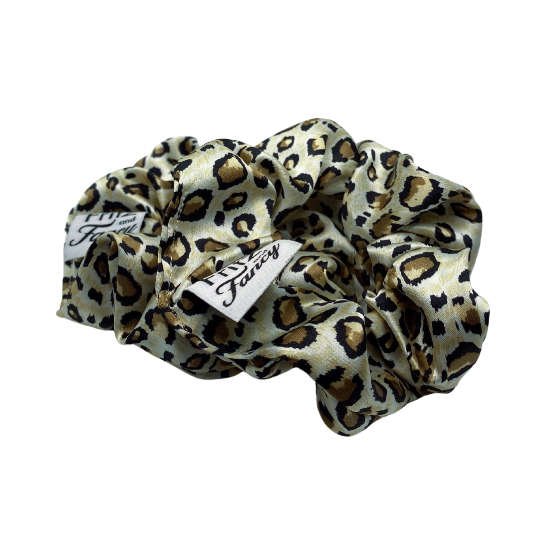 Leopard Print Silk Scrunchie