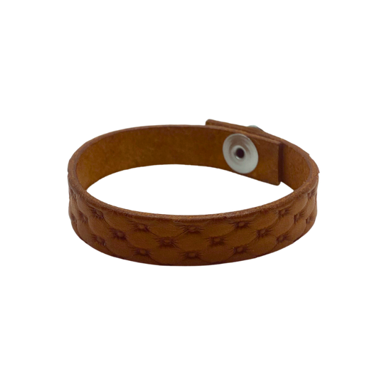 Light Brown Tuck and Roll Textured Leather Bracelet