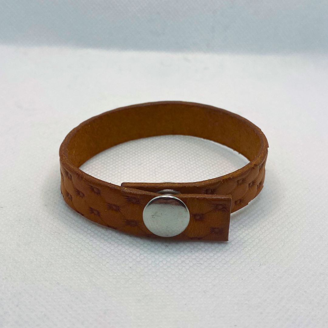 Light Brown Tuck and Roll Textured Leather Bracelet