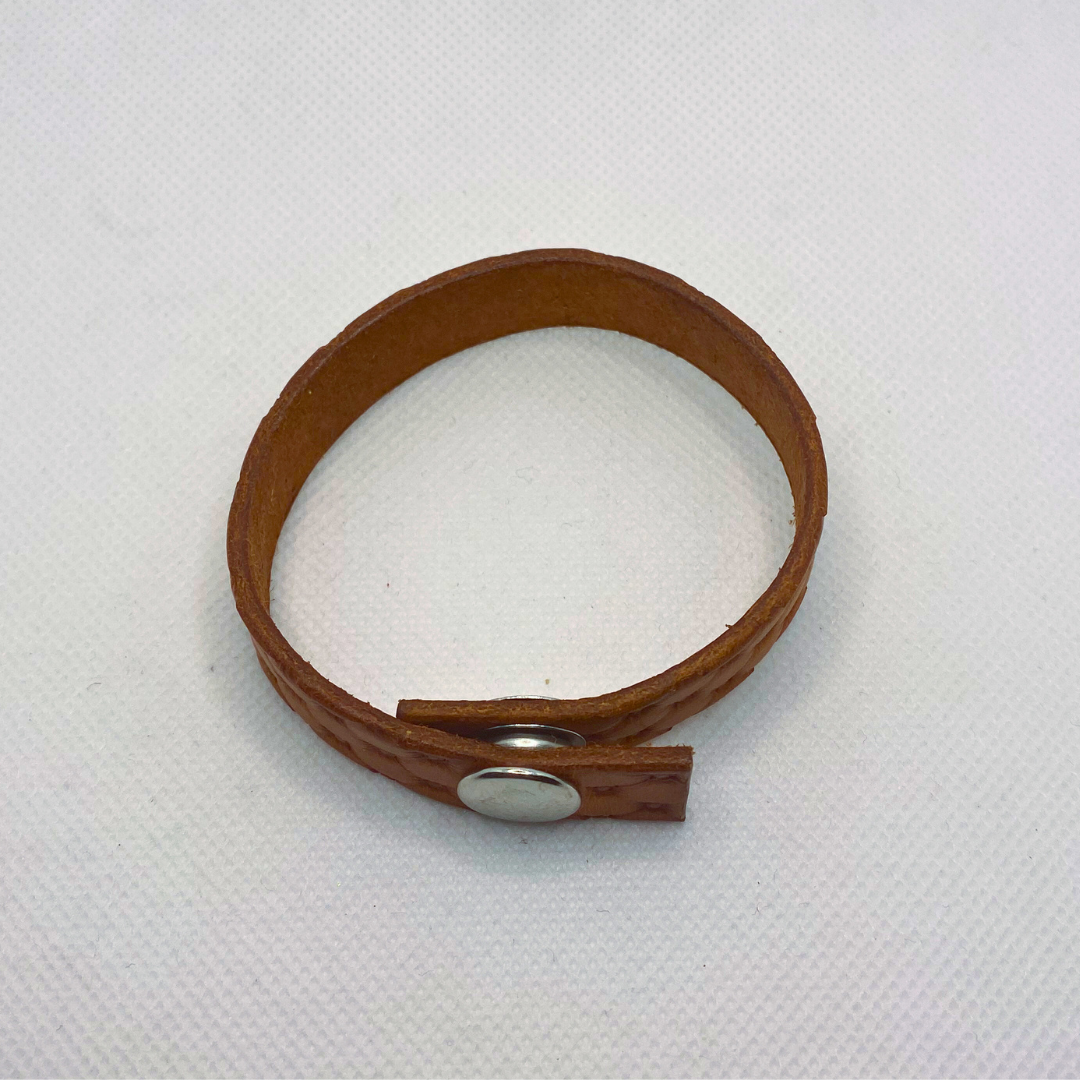 Light Brown Tuck and Roll Textured Leather Bracelet