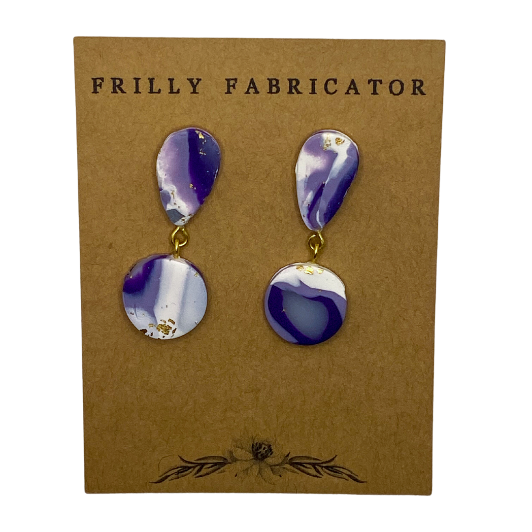 Purple Marble Polymer Clay Earrings