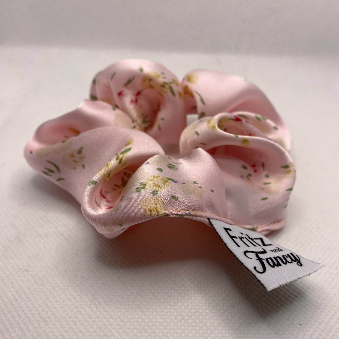 Silk Charmuse Floral Scrunchie