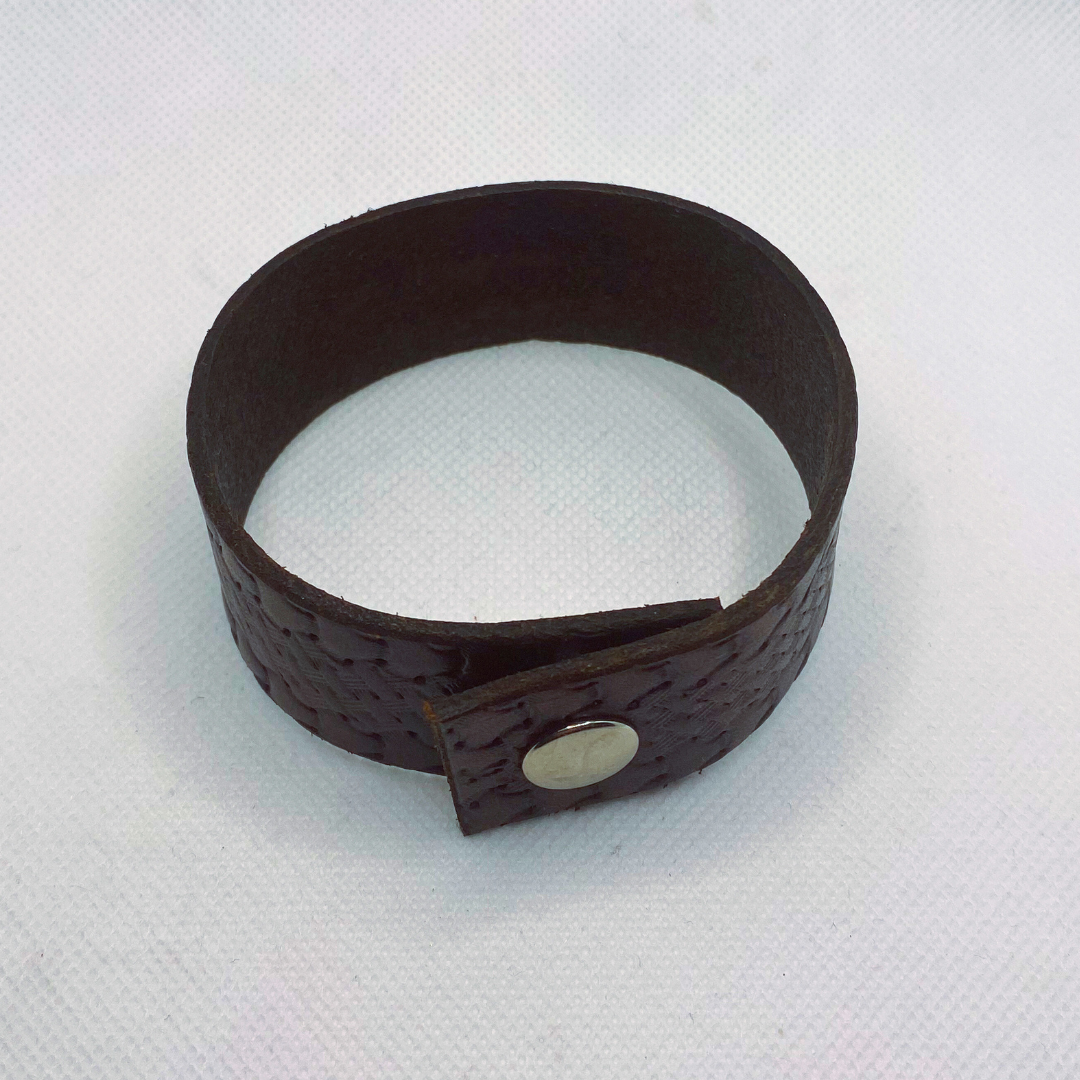 Dark Leather Multi-Weave Embossed Bracelet