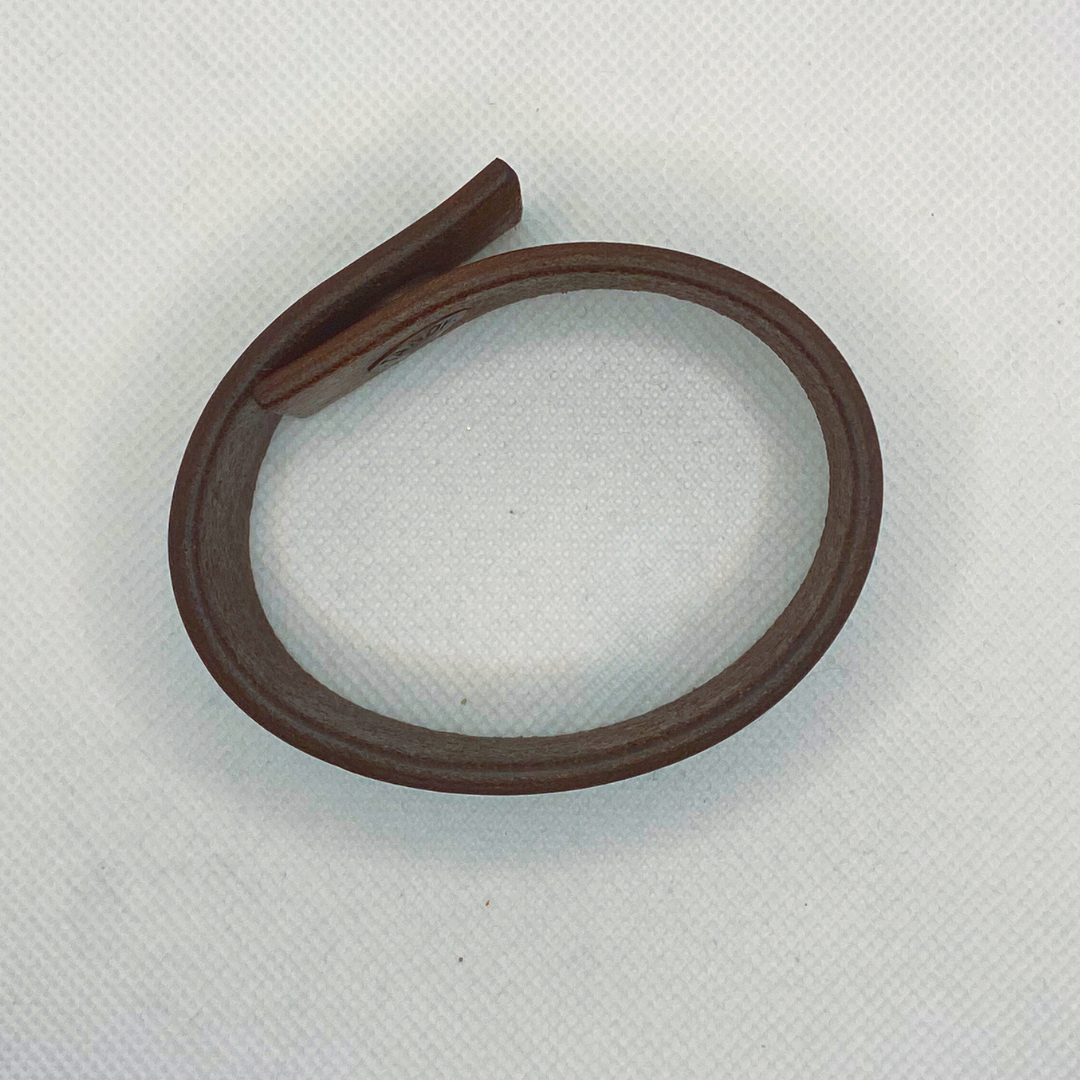 Brown Leather Basketweave Embossed Cuff