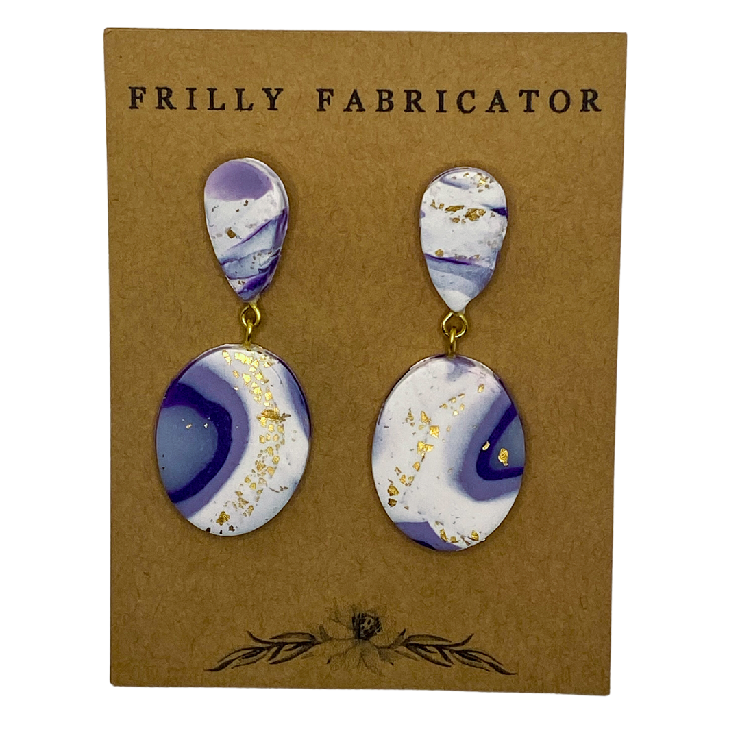 Purple Marble Polymer Clay Earrings